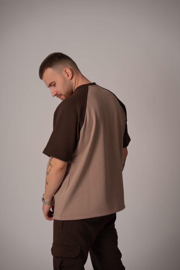 Мъжка  Oversize блуза в цвят Cortado с акценти Moka