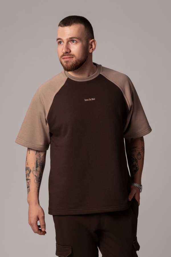 Мъжка  Oversize блуза в цвят Cortado с акценти Moka