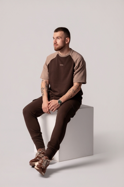 Мъжка  Oversize блуза в цвят Cortado с акценти Moka