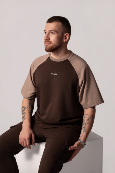 Мъжка  Oversize блуза в цвят Cortado с акценти Moka