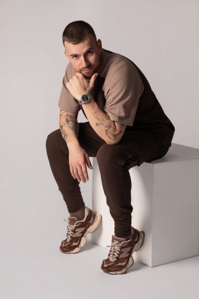 Мъжка  Oversize блуза в цвят Cortado с акценти Moka