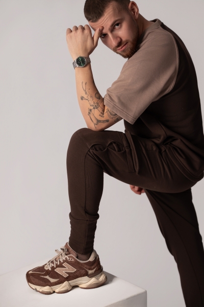 Мъжка  Oversize блуза в цвят Cortado с акценти Moka