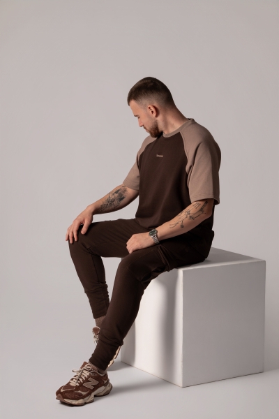 Мъжка  Oversize блуза в цвят Cortado с акценти Moka