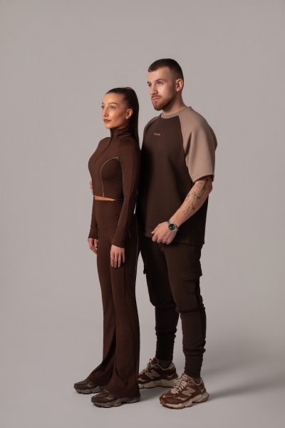 Мъжка  Oversize блуза в цвят Cortado с акценти Moka