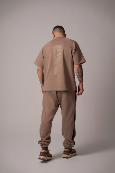 Мъжка Oversize блуза в цвят Мока cъс щампа