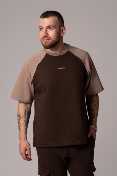 Мъжка  Oversize блуза в цвят Cortado с акценти Moka