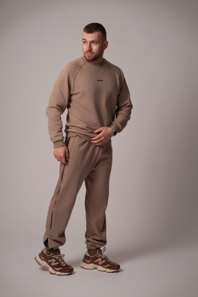 Мъжко  Oversize Долнище в цвят Moka с акценти Cortado