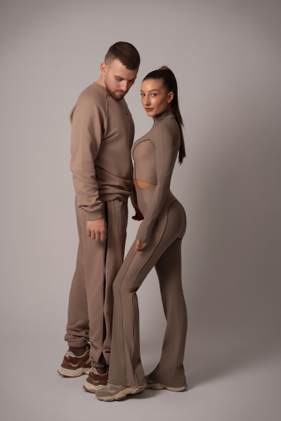 Мъжко  Oversize Долнище в цвят Moka с акценти Cortado