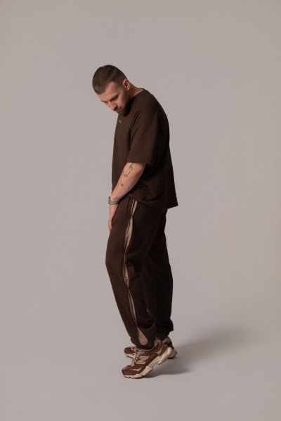Мъжко Oversize Долнище в цвят Cortado с акценти Moka