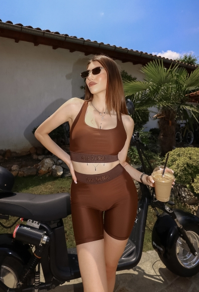 Дамски Къс Клин Sens Du Noir с 3D бродерия - Espresso